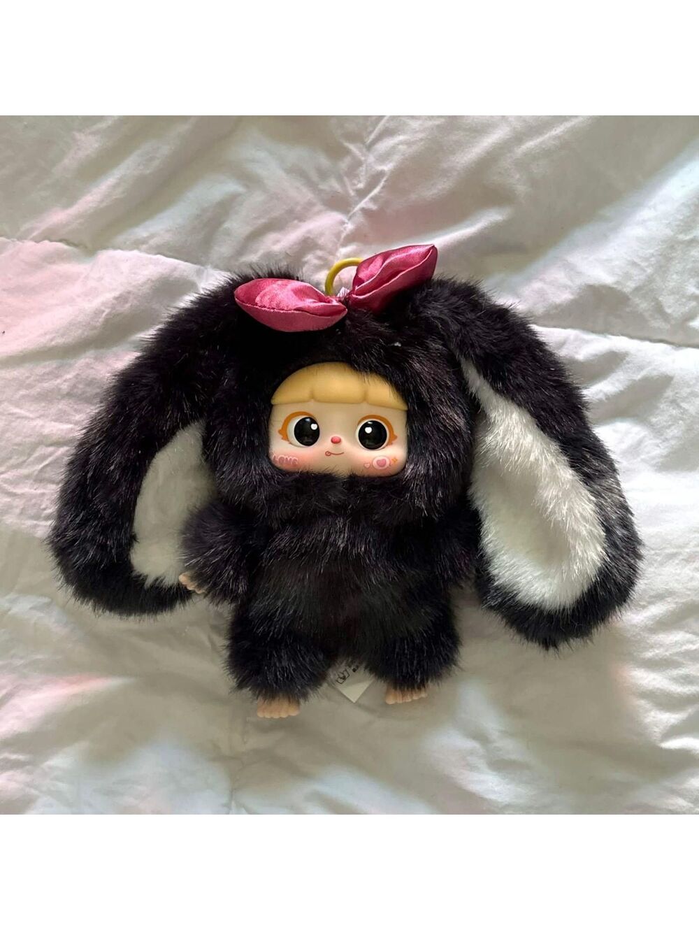 black bunny plush keychain